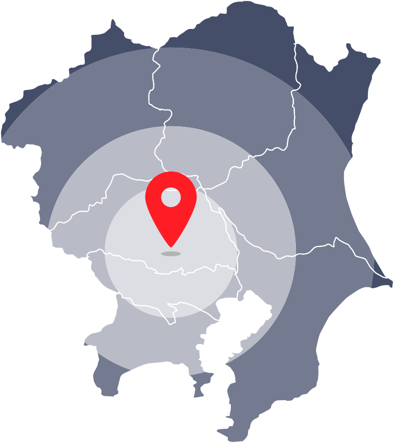 さいたま市を中心とした関東全域の地図